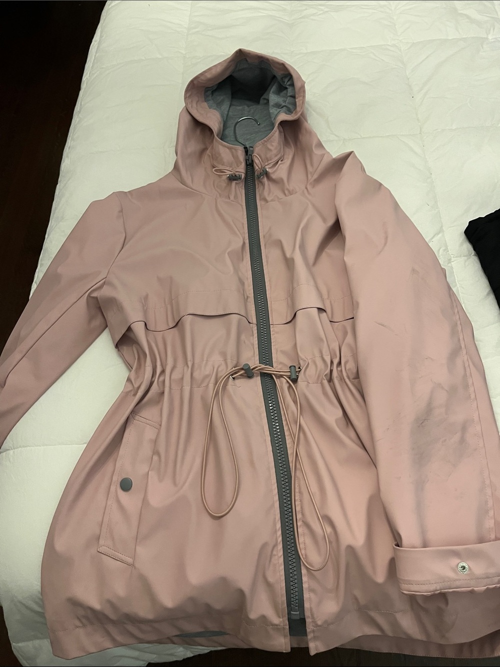 Hooded Trench Coat in Dusty Rose